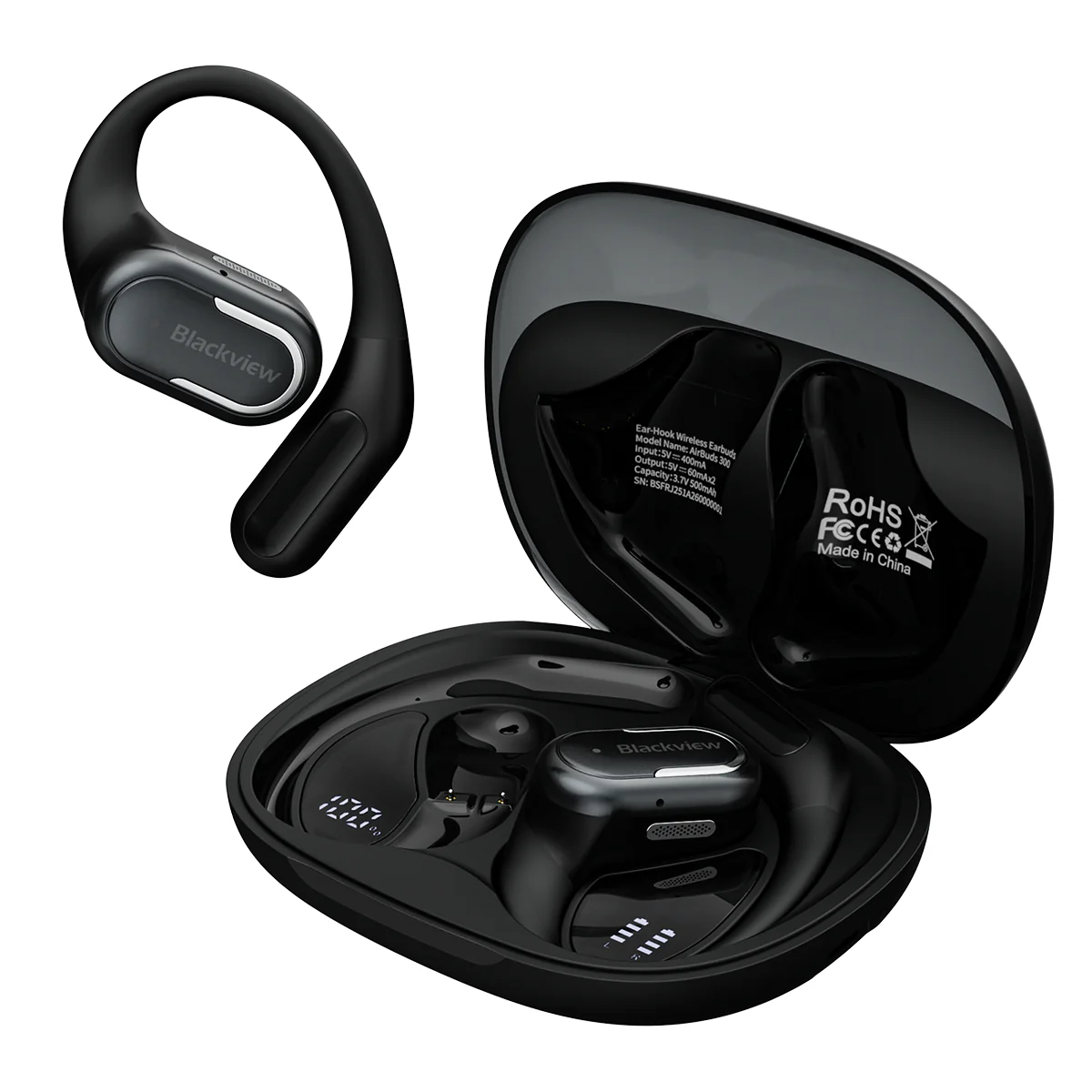 Blackview AirBuds 300 IPX5 Waterproof Smart Digital Power Display ENC Noise Cancellation Microphone Bluetooth 6.0 Open-ear OWS Earbuds - Image 3