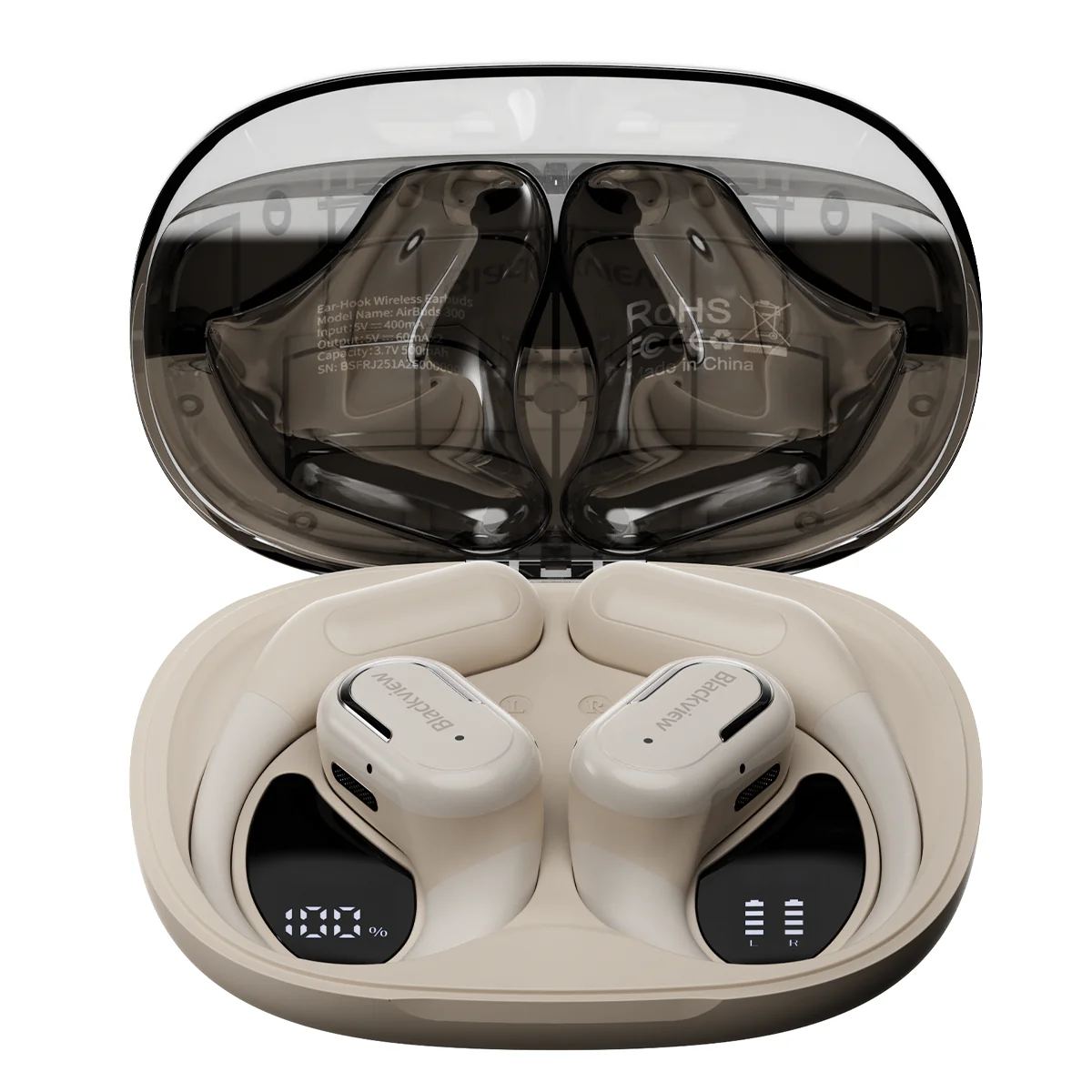 Blackview AirBuds 300 IPX5 Waterproof Smart Digital Power Display ENC Noise Cancellation Microphone Bluetooth 6.0 Open-ear OWS Earbuds - Image 5