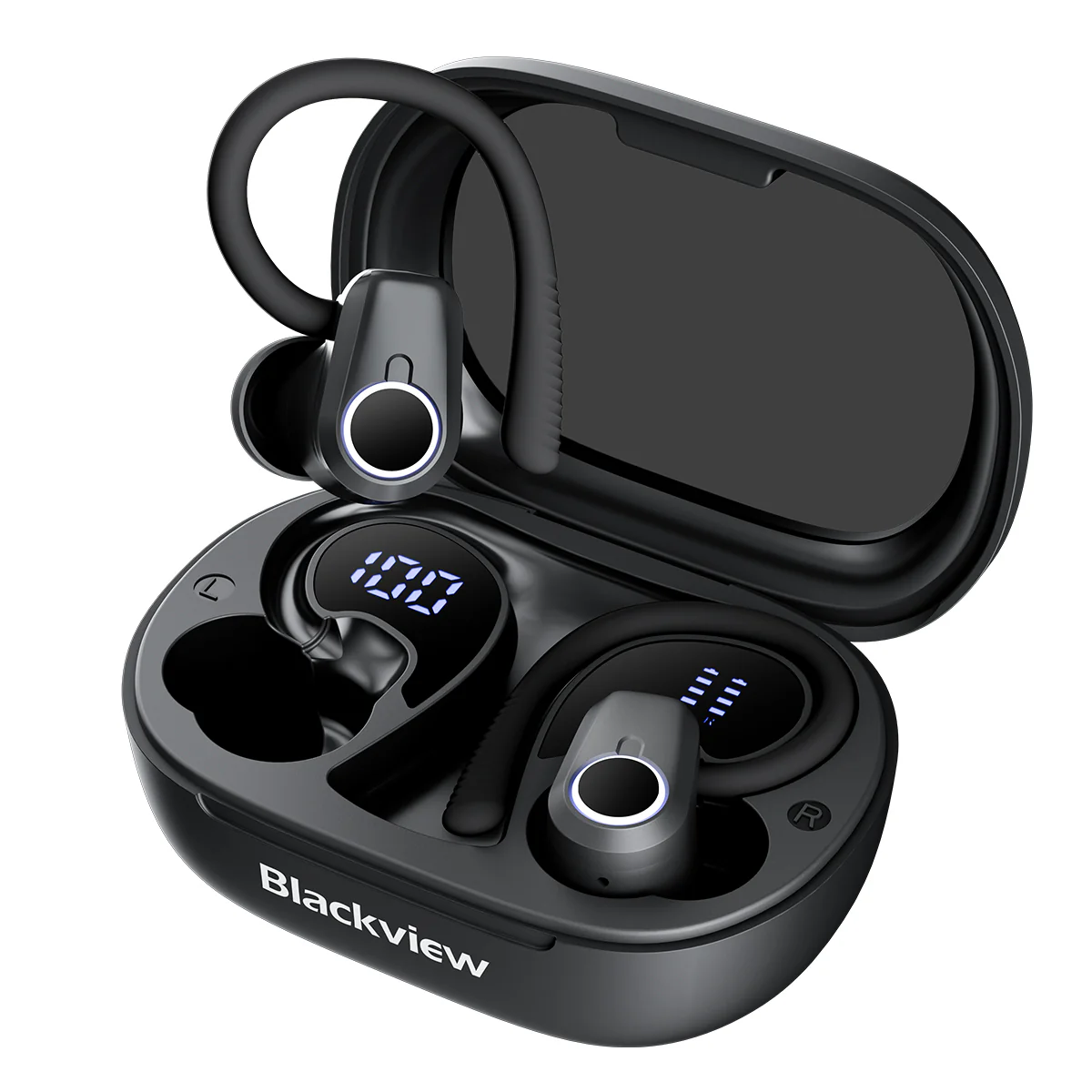 Blackview AirBuds 60 IPX4 Waterproof Bluetooth 5.3 Half In-ear TWS Earbuds with Earhooks - Image 4